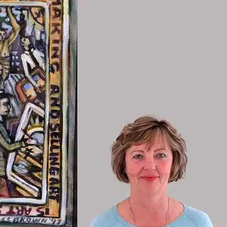 Alison Steiner with large artwork