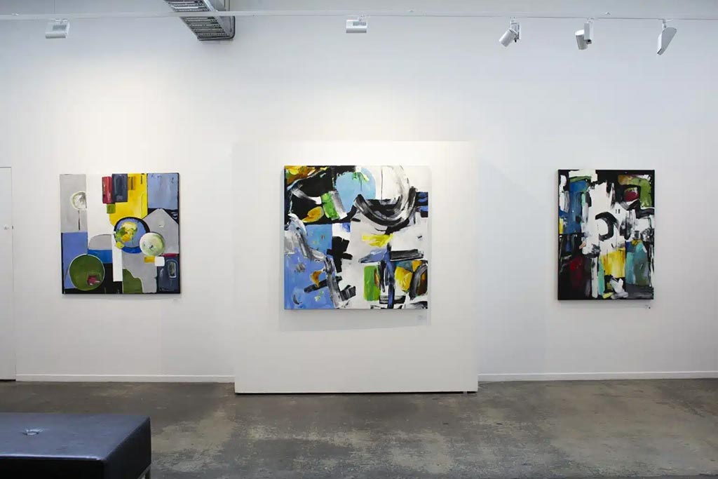 Three abstract artworks by Ande Barret-Hegan