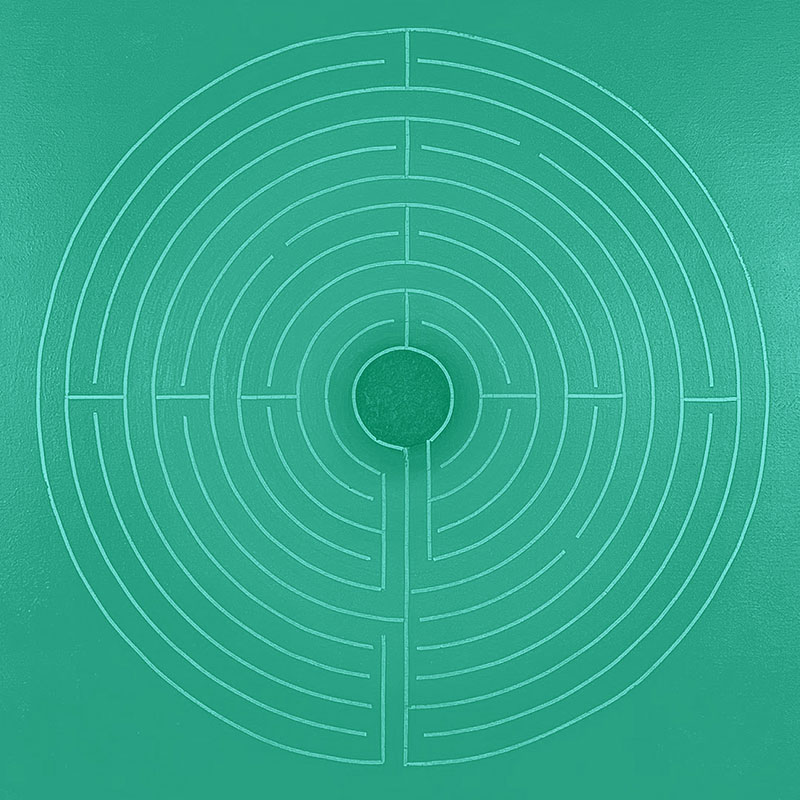 Green circular maze artwork representing Depot Futures