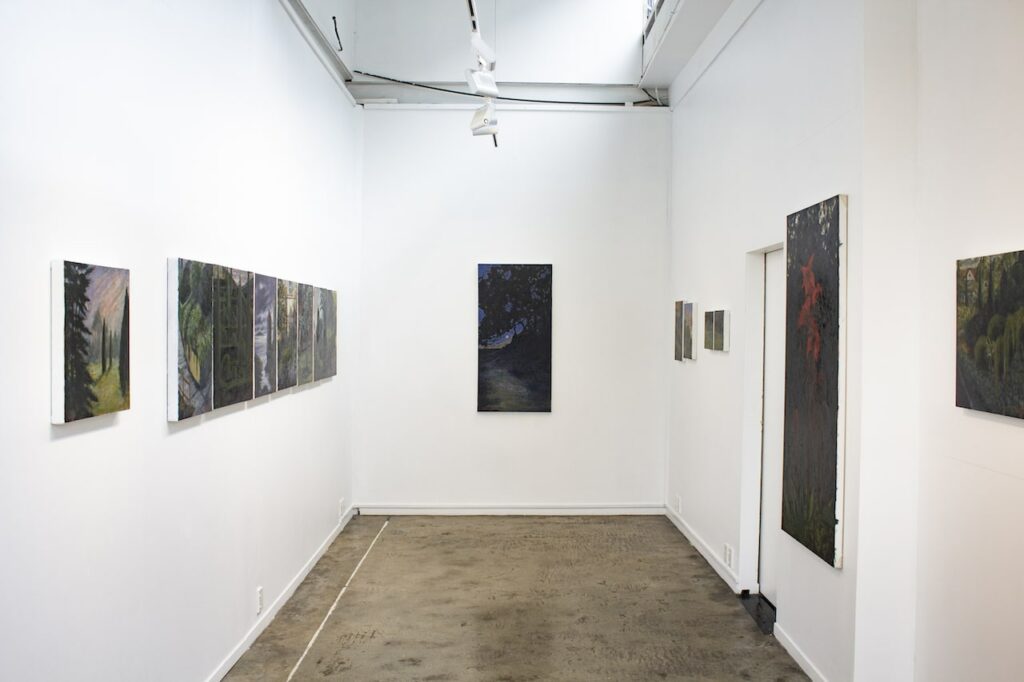 Installation view of Max Thomson's exhibition The Walk in DEPOT Artspace's Streetfront Gallery.