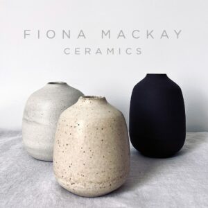 Three ceramic vases by local ceramicist Fiona Mackay.